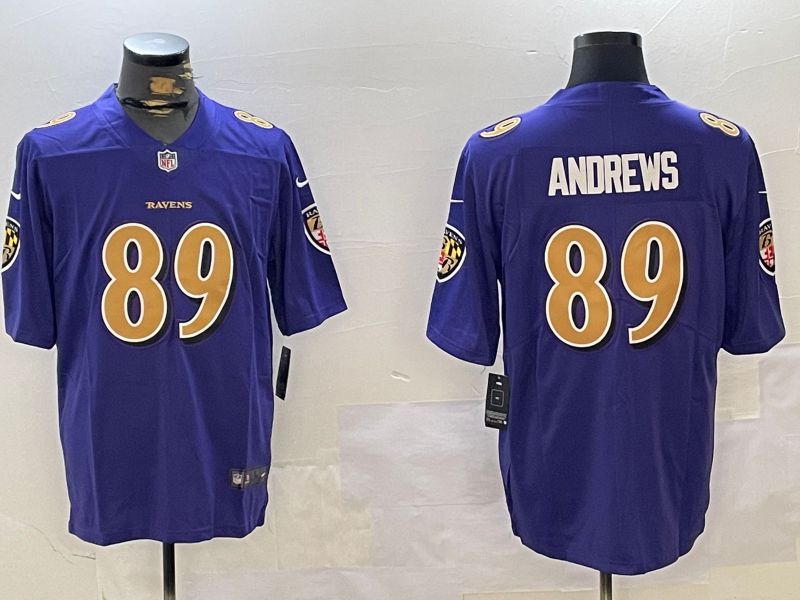 Men Baltimore Ravens #89 Andrews Purple Second generation 2024 Nike Limited NFL Jersey style 3->baltimore ravens->NFL Jersey